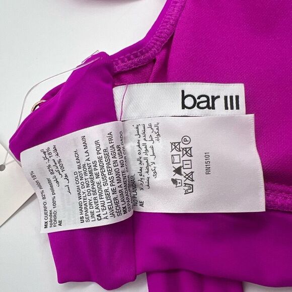 Bar III Banded Ring Bikini Top in Pink, Size XS - Picture 11 of 12